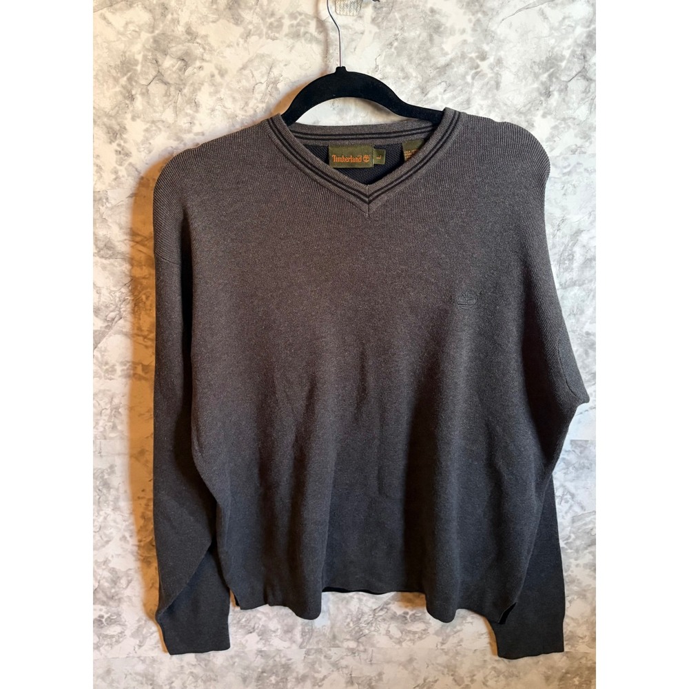 Timberland Mens Gray V Neck Long Sleeve‎ Sweater Size Large